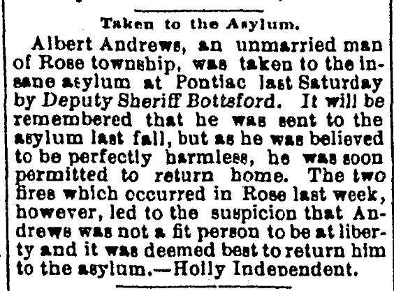 Albert Andrews Taken To Asylum