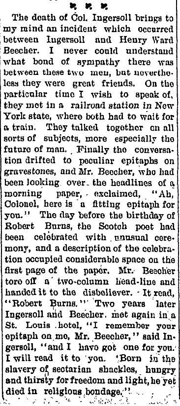 Death of Col. Ingersoll