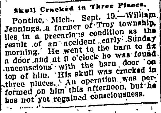 William Jennings Cracks Skull