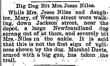 Dog Bites Mrs. Jesse Niles