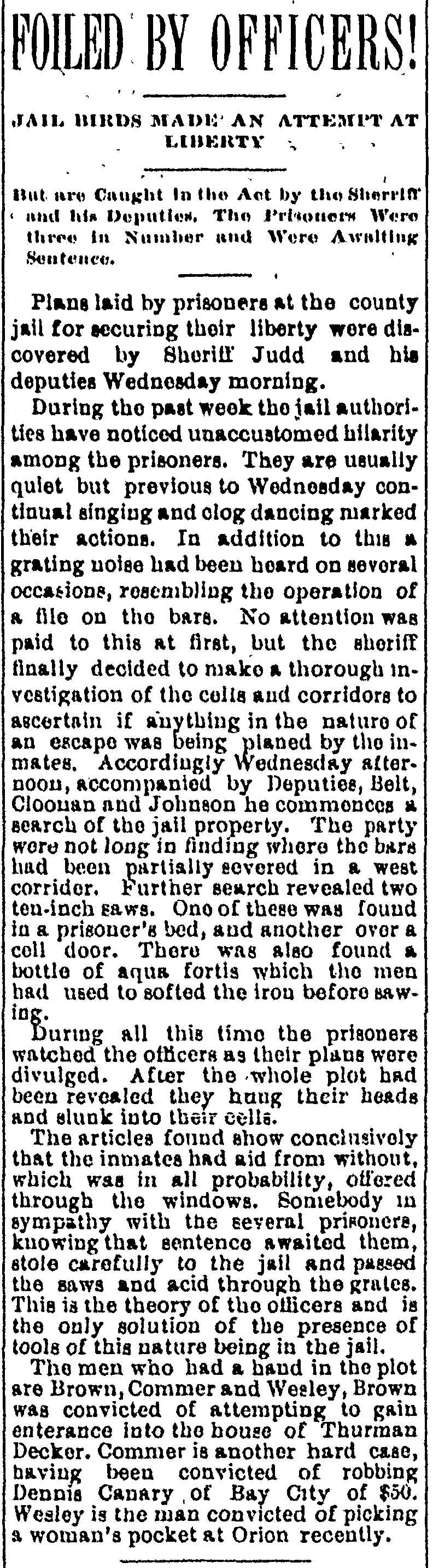 Escape At Jail Foiled