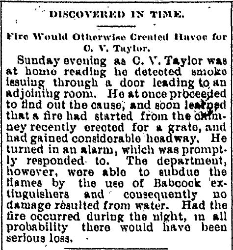 Fire At C. V. Taylor's House