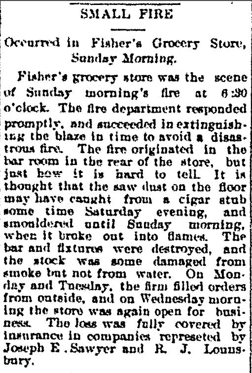 Fisher's Grocery Burned