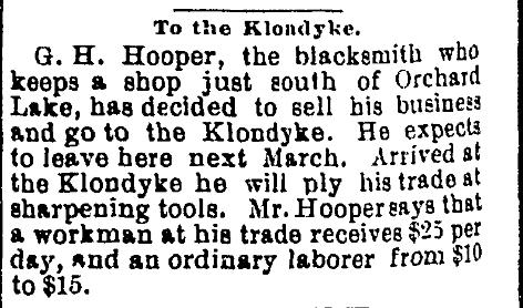 G. H. Hooper Goes To Klondyke