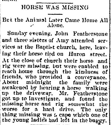 Featherstone's Horse Went Missing