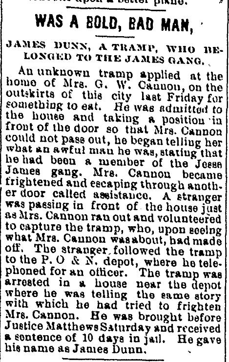 James Dunn Tramp Arrested