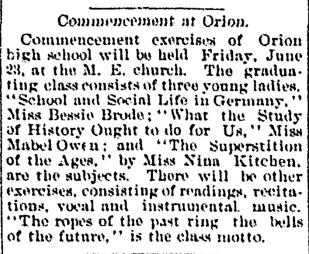 Orion Graduates 1899