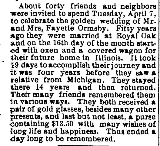 Fayette Ormsby's 50th Wedding Anniversary