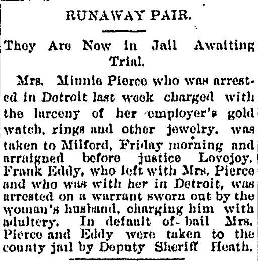 Mrs. Minnie Pierce Arrested