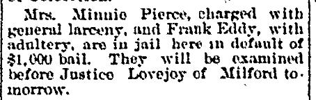 Minnie Pierce and Frank Eddy Jailed
