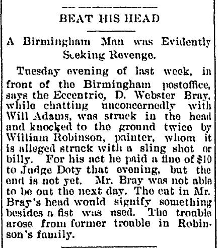 Wm Robinson Strikes Webster Bray in Head
