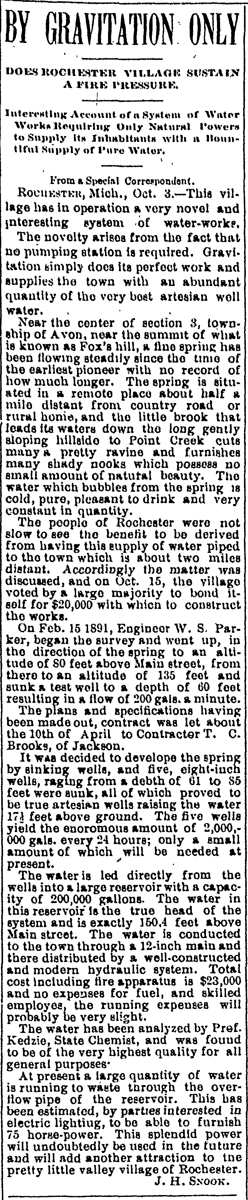 Rochester's  Artesian Well