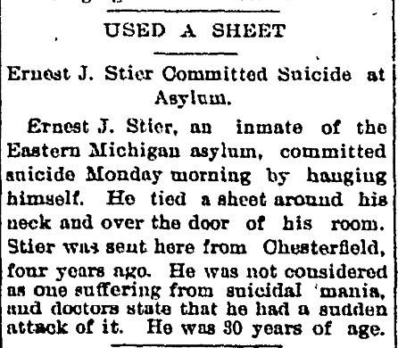 Ernest J Stier Committed Suicide