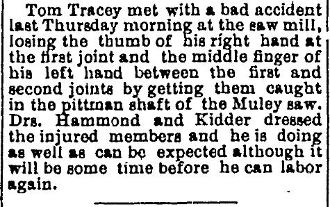Tom Tracet Cuts Off Thumb