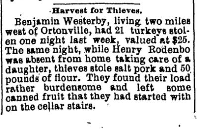 Benjamin Westerby's Turkeys Stolen