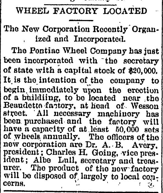 Wheel Factory Located - Pontiac